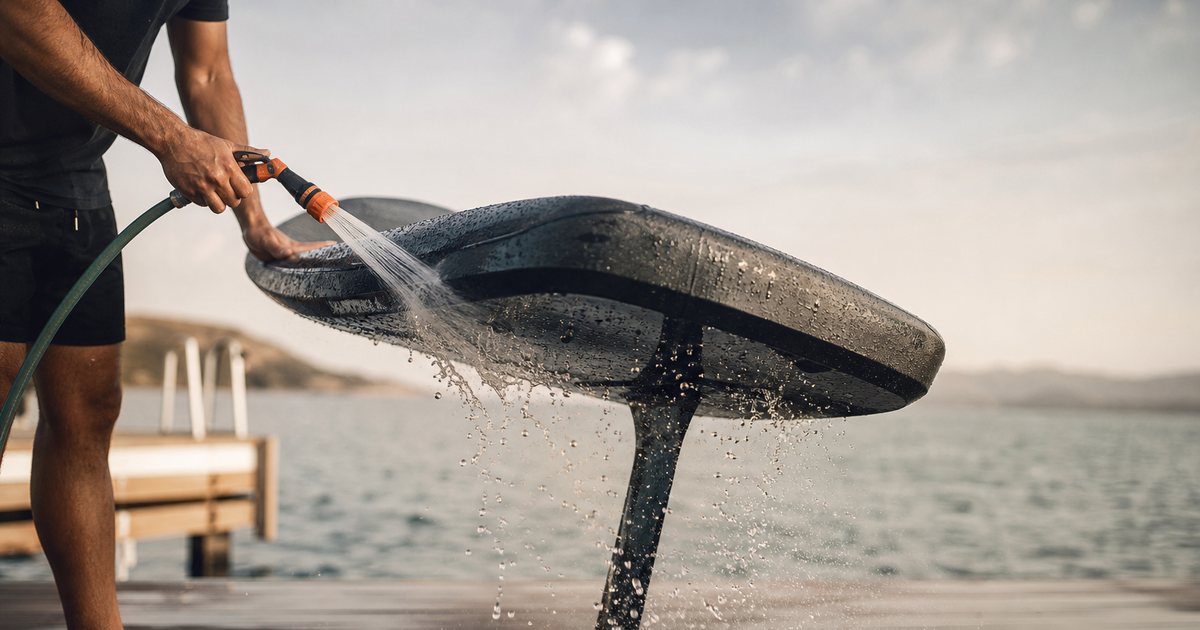 Does saltwater use require special maintenance for a premium electric hydrofoil board?